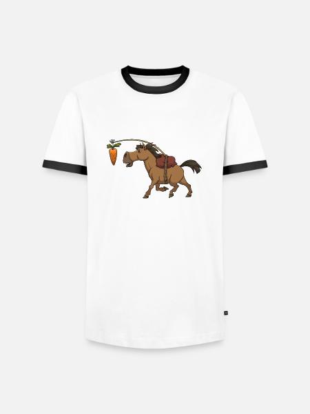 Heste gulrot gulerod ridning - Herre kontrast-T-shirt - hvid/sort