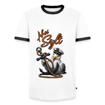 Ahoy Sylt Seagull avec ancre - T-shirt contrasté Homme - blanc/noir - Devant - AI Model Female 172 light (172cm) & AI Model Male 178 dark (178cm)