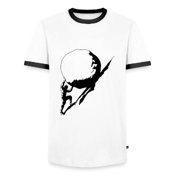 Starker Mann - Männer Kontrast-T-Shirt - Weiß/Schwarz - Vorne - AI Model Female 172 light (172cm) & AI Model Male 178 dark (178cm)