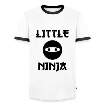 ★ Designfarben änderbar ★ Little ninja - Männer Kontrast-T-Shirt - Weiß/Schwarz - Vorne - AI Model Female 172 light (172cm) & AI Model Male 178 dark (178cm)