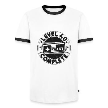 Level 40 Complete 40 Birthday Gift - Men's Ringer Shirt - white/black - Front - AI Model Female 172 light (172cm) & AI Model Male 178 dark (178cm)