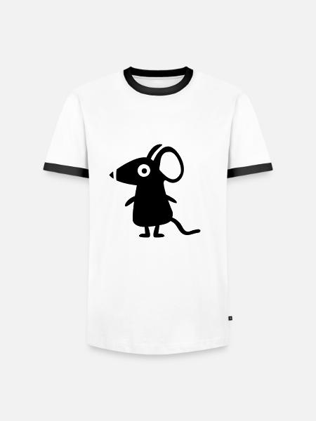 little mouse - line - Men's Ringer Shirt - white/black