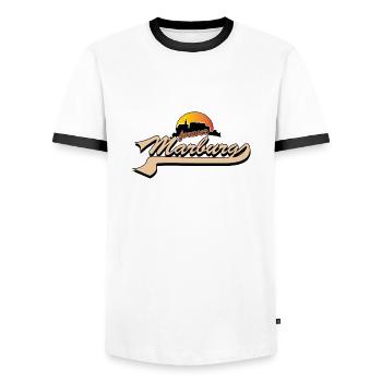 forever Marburg - Männer Kontrast-T-Shirt - Weiß/Schwarz - Vorne - AI Model Female 172 light (172cm) & AI Model Male 178 dark (178cm)