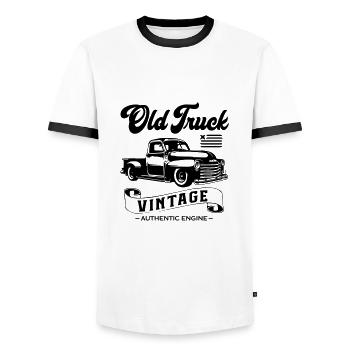 Old Truck Vintage - T-shirt contrasté Homme - blanc/noir - Devant - AI Model Female 172 light (172cm) & AI Model Male 178 dark (178cm)