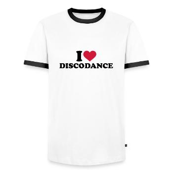 I love Disco dance - Men's Ringer Shirt - white/black - Front - AI Model Female 172 light (172cm) & AI Model Male 178 dark (178cm)