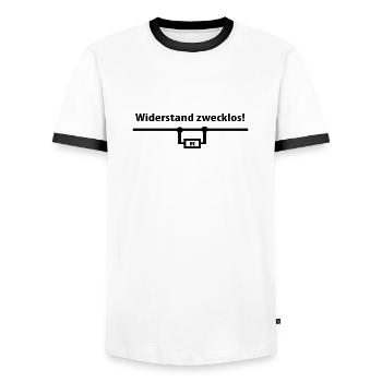 Electric - Men's Ringer Shirt - white/black - Front - AI Model Female 172 light (172cm) & AI Model Male 178 dark (178cm)