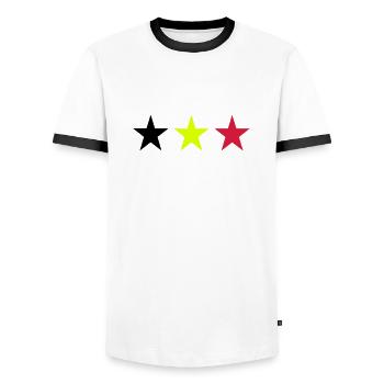 Belgien - Männer Kontrast-T-Shirt - Weiß/Schwarz - Vorne - AI Model Female 172 light (172cm) & AI Model Male 178 dark (178cm)