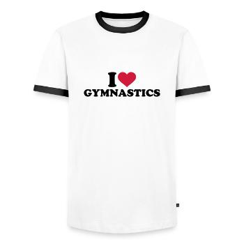 I love Gymnastics - T-shirt contrasté Homme - blanc/noir - Devant - AI Model Female 172 light (172cm) & AI Model Male 178 dark (178cm)