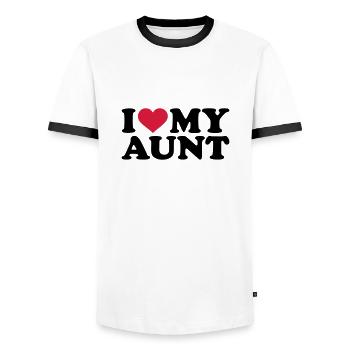 I love my Aunt - T-shirt contrasté Homme - blanc/noir - Devant - AI Model Female 172 light (172cm) & AI Model Male 178 dark (178cm)
