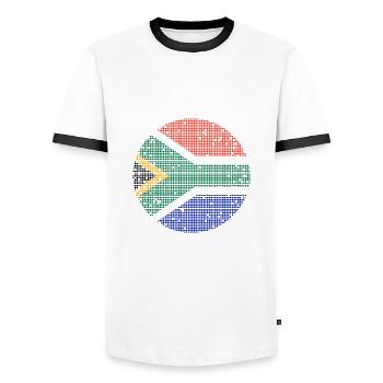 Afrique du Sud Drapeau Afrique Afrique Afrique du Sud - T-shirt contrasté Homme - blanc/noir - Devant - AI Model Female 172 light (172cm) & AI Model Male 178 dark (178cm)