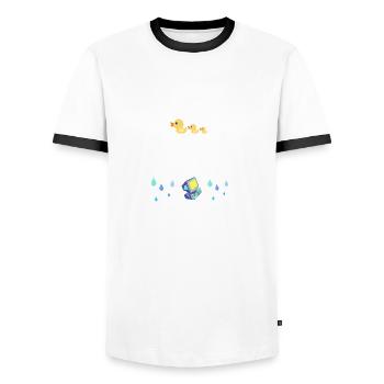 Mieux vaut se baigner que nager dans le travail, le travail, le canard - T-shirt contrasté Homme - blanc/noir - Devant - AI Model Female 172 light (172cm) & AI Model Male 178 dark (178cm)