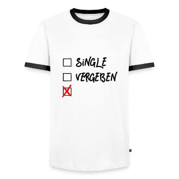 Beziehungsstatus Anpassen Selbst gestalten - Männer Kontrast-T-Shirt - Weiß/Schwarz - Vorne - AI Model Female 172 light (172cm) & AI Model Male 178 dark (178cm)