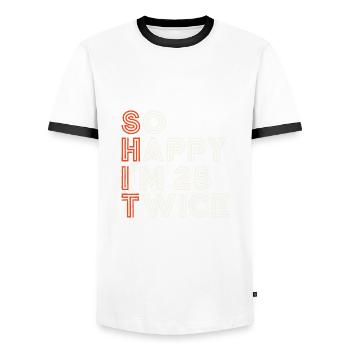 50 Geburtstag 50 Jahre Geburtstagsspruch lustig - Männer Kontrast-T-Shirt - Weiß/Schwarz - Vorne - AI Model Female 172 light (172cm) & AI Model Male 178 dark (178cm)