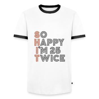 50 Geburtstag 50 Jahre Geburtstagsspruch lustig - Männer Kontrast-T-Shirt - Weiß/Schwarz - Vorne - AI Model Female 172 light (172cm) & AI Model Male 178 dark (178cm)
