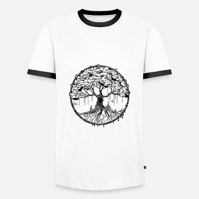 Baum - Männer Kontrast-T-Shirt - Weiß/Schwarz