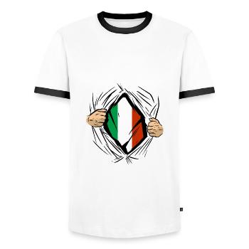 Italie Drapeau Vintage Drapeau Italien Occasion Look - T-shirt contrasté Homme - blanc/noir - Devant - AI Model Female 172 light (172cm) & AI Model Male 178 dark (178cm)