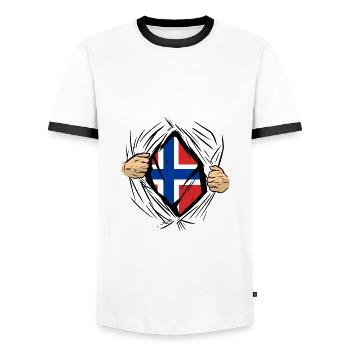 Norwegen Flagge Skandinavien Norwegische Fahne - Männer Kontrast-T-Shirt - Weiß/Schwarz - Vorne - AI Model Female 172 light (172cm) & AI Model Male 178 dark (178cm)