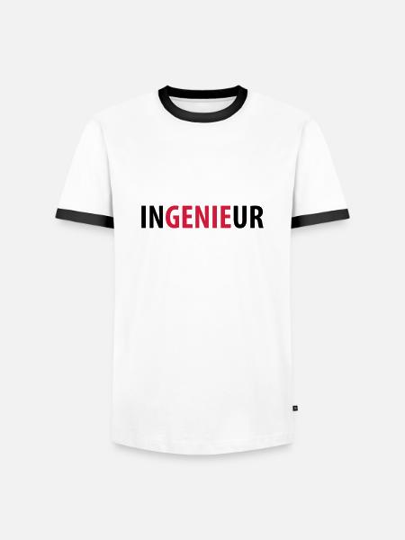 inGENIEur - Männer Kontrast-T-Shirt - Weiß/Schwarz