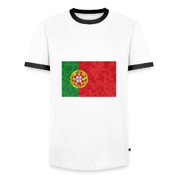 Portugal Flag Used Look Portuguese Flag - Men's Ringer Shirt - white/black - Front - AI Model Female 172 light (172cm) & AI Model Male 178 dark (178cm)