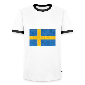 Schweden Flagge Skandinavien Schwedische Fahne - Männer Kontrast-T-Shirt - Weiß/Schwarz - Vorne - AI Model Female 172 light (172cm) & AI Model Male 178 dark (178cm)