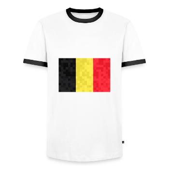 Belgium Flag Vintage Belgian Flag Used Look - Men's Ringer Shirt - white/black - Front - AI Model Female 172 light (172cm) & AI Model Male 178 dark (178cm)