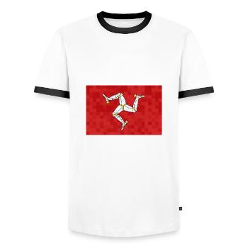 Drapeau de l’île de Man Triskele Drapeau de l’île de Man - T-shirt contrasté Homme - blanc/noir - Devant - AI Model Female 172 light (172cm) & AI Model Male 178 dark (178cm)