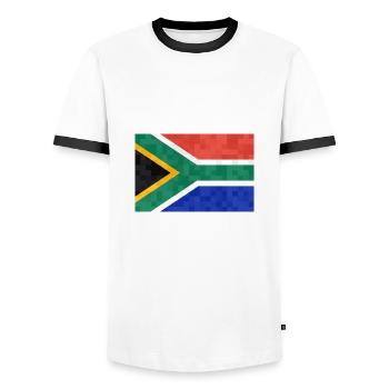 Drapeau de l’Afrique du Sud Drapeau sud-africain - T-shirt contrasté Homme - blanc/noir - Devant - AI Model Female 172 light (172cm) & AI Model Male 178 dark (178cm)