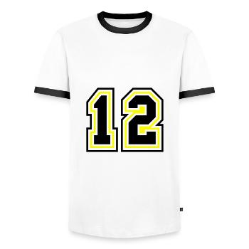 12 symbole de nombre - T-shirt contrasté Homme - blanc/noir - Devant - AI Model Female 172 light (172cm) & AI Model Male 178 dark (178cm)