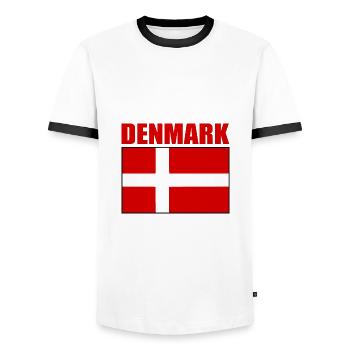Denmark - Men's Ringer Shirt - white/black - Front - AI Model Female 172 light (172cm) & AI Model Male 178 dark (178cm)