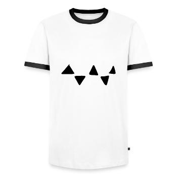 Motif triangulaire Formes triangulaires - T-shirt contrasté Homme - blanc/noir - Devant - AI Model Female 172 light (172cm) & AI Model Male 178 dark (178cm)
