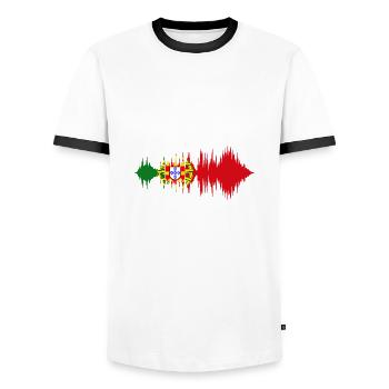 Portugal Flagge Used Look Portugiesische Fahne - Männer Kontrast-T-Shirt - Weiß/Schwarz - Vorne - AI Model Female 172 light (172cm) & AI Model Male 178 dark (178cm)