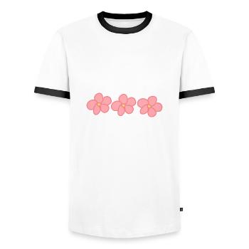 Trois fleurs fleur plante rose forme - T-shirt contrasté Homme - blanc/noir - Devant - AI Model Female 172 light (172cm) & AI Model Male 178 dark (178cm)