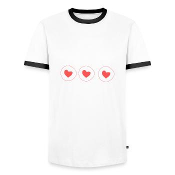 Heart Circle Symbol Shape Love Pattern Hearts Red - Men's Ringer Shirt - white/black - Front - AI Model Female 172 light (172cm) & AI Model Male 178 dark (178cm)