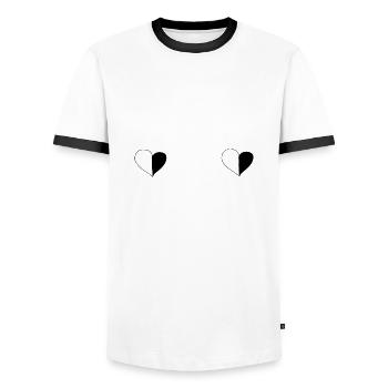 Heart Two Hearts Symbol Two Parts Love Pattern - Men's Ringer Shirt - white/black - Front - AI Model Female 172 light (172cm) & AI Model Male 178 dark (178cm)