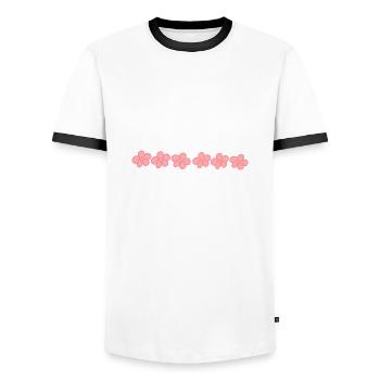 flowers blossom plant pink line icon - Men's Ringer Shirt - white/black - Front - AI Model Female 172 light (172cm) & AI Model Male 178 dark (178cm)