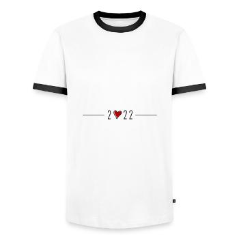 Symbole du cœur 2022 - T-shirt contrasté Homme - blanc/noir - Devant - AI Model Female 172 light (172cm) & AI Model Male 178 dark (178cm)