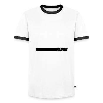 2022 - T-shirt contrasté Homme - blanc/noir - Devant - AI Model Female 172 light (172cm) & AI Model Male 178 dark (178cm)