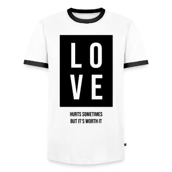 L’amour blesse le don - T-shirt contrasté Homme - blanc/noir - Devant - AI Model Female 172 light (172cm) & AI Model Male 178 dark (178cm)