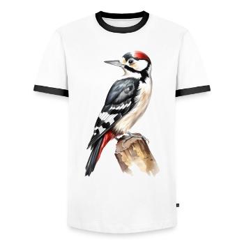 Buntspecht Vogel Specht Wald Tier - Männer Kontrast-T-Shirt - Weiß/Schwarz - Vorne - AI Model Female 172 light (172cm) & AI Model Male 178 dark (178cm)