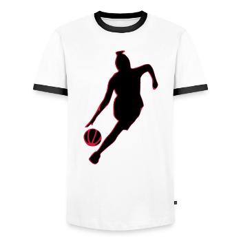 basketteuse - T-shirt contrasté Homme - blanc/noir - Devant - AI Model Female 172 light (172cm) & AI Model Male 178 dark (178cm)