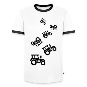 Tractor icon silhouette - Men's Ringer Shirt - white/black - Front - AI Model Female 172 light (172cm) & AI Model Male 178 dark (178cm)