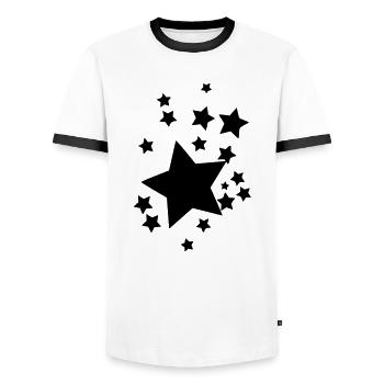 star - Men's Ringer Shirt - white/black - Front - AI Model Female 172 light (172cm) & AI Model Male 178 dark (178cm)