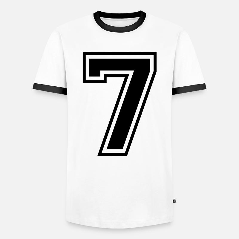 Nummer 7 - Männer Kontrast-T-Shirt - Weiß/Schwarz