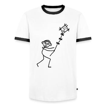 Fly a kite - Men's Ringer Shirt - white/black - Front - AI Model Female 172 light (172cm) & AI Model Male 178 dark (178cm)