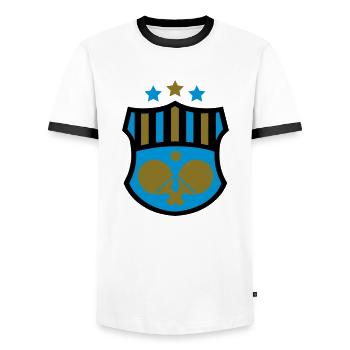Armoiries de tennis de table - T-shirt contrasté Homme - blanc/noir - Devant - AI Model Female 172 light (172cm) & AI Model Male 178 dark (178cm)