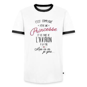 princesse et Aviron - T-shirt contrasté Homme - blanc/noir - Devant - AI Model Female 172 light (172cm) & AI Model Male 178 dark (178cm)