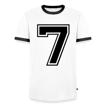 sieben - Men's Ringer Shirt - white/black - Front - AI Model Female 172 light (172cm) & AI Model Male 178 dark (178cm)