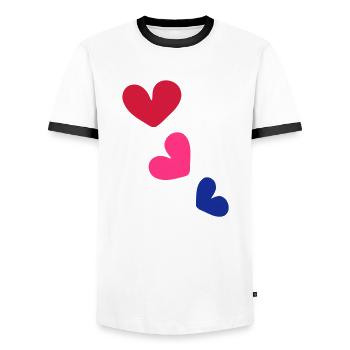 3_colorful Herzen - Männer Kontrast-T-Shirt - Weiß/Schwarz - Vorne - AI Model Female 172 light (172cm) & AI Model Male 178 dark (178cm)