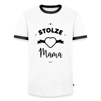 stolze mama - T-shirt contrasté Homme - blanc/noir - Devant - AI Model Female 172 light (172cm) & AI Model Male 178 dark (178cm)