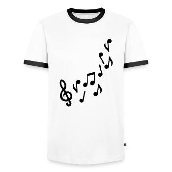 musiknote - Männer Kontrast-T-Shirt - Weiß/Schwarz - Vorne - AI Model Female 172 light (172cm) & AI Model Male 178 dark (178cm)
